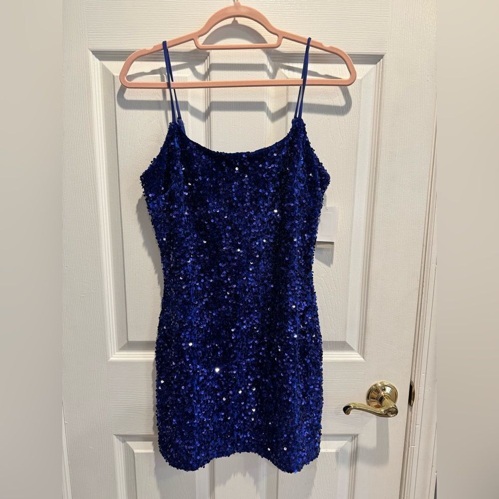 BP Night Out Sequin Sapphire blue Camisole Dress in size small - Picture 3 of 10